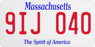 MA license plate 9IJ040
