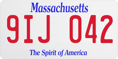 MA license plate 9IJ042