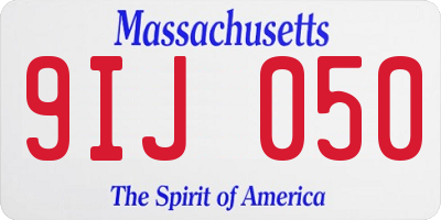 MA license plate 9IJ050