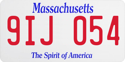 MA license plate 9IJ054