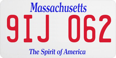 MA license plate 9IJ062