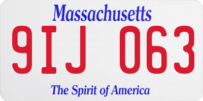 MA license plate 9IJ063