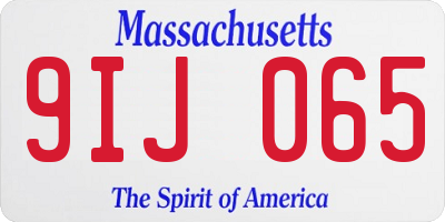 MA license plate 9IJ065