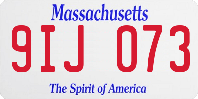 MA license plate 9IJ073