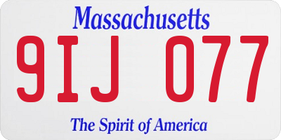 MA license plate 9IJ077