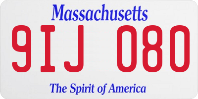 MA license plate 9IJ080