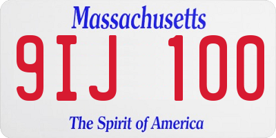 MA license plate 9IJ100