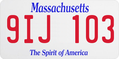 MA license plate 9IJ103