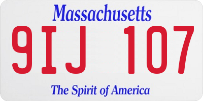 MA license plate 9IJ107