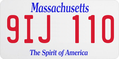 MA license plate 9IJ110