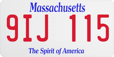 MA license plate 9IJ115