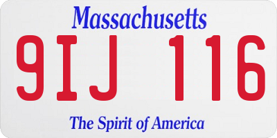 MA license plate 9IJ116