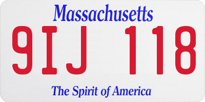 MA license plate 9IJ118