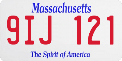 MA license plate 9IJ121