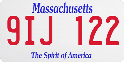 MA license plate 9IJ122
