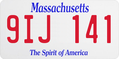 MA license plate 9IJ141