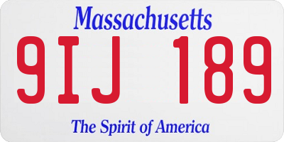 MA license plate 9IJ189