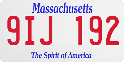 MA license plate 9IJ192