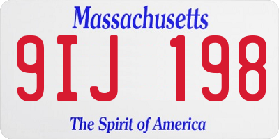 MA license plate 9IJ198