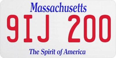 MA license plate 9IJ200