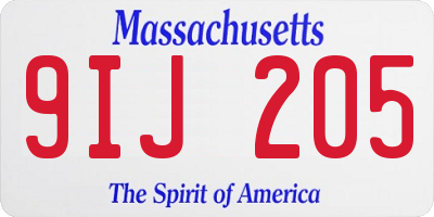 MA license plate 9IJ205