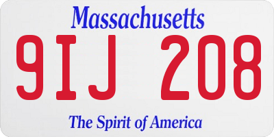 MA license plate 9IJ208