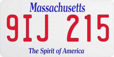 MA license plate 9IJ215
