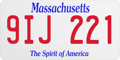 MA license plate 9IJ221