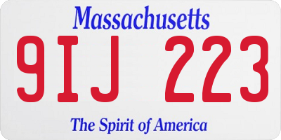 MA license plate 9IJ223