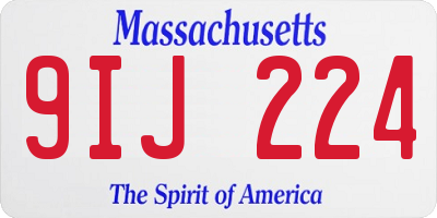 MA license plate 9IJ224