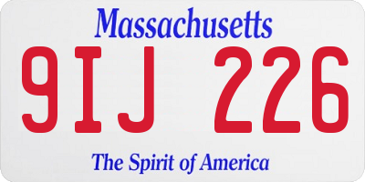 MA license plate 9IJ226