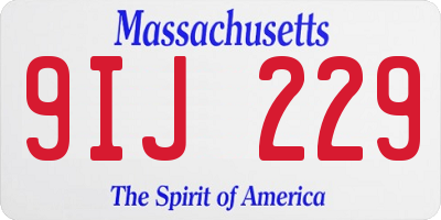 MA license plate 9IJ229