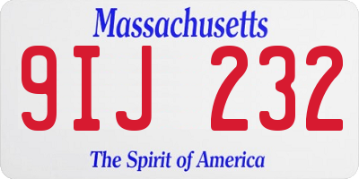 MA license plate 9IJ232