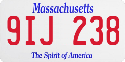 MA license plate 9IJ238