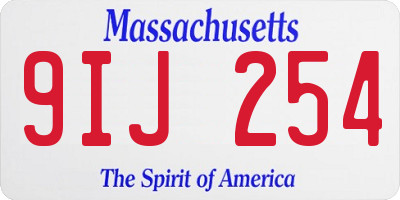 MA license plate 9IJ254