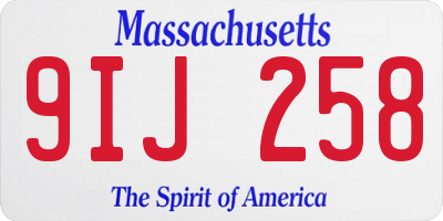 MA license plate 9IJ258