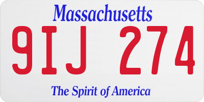 MA license plate 9IJ274