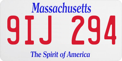 MA license plate 9IJ294