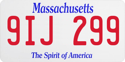 MA license plate 9IJ299