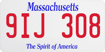 MA license plate 9IJ308