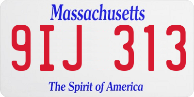 MA license plate 9IJ313