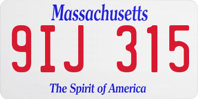 MA license plate 9IJ315
