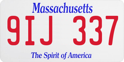 MA license plate 9IJ337