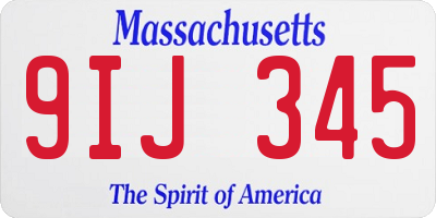 MA license plate 9IJ345
