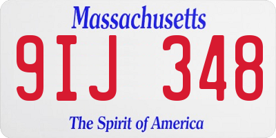 MA license plate 9IJ348