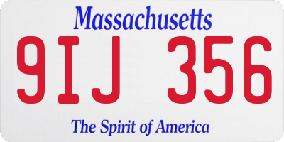MA license plate 9IJ356