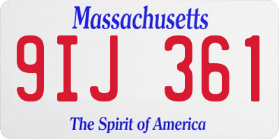 MA license plate 9IJ361
