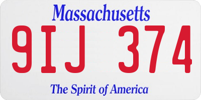 MA license plate 9IJ374