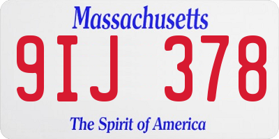 MA license plate 9IJ378