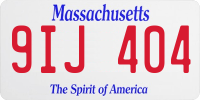 MA license plate 9IJ404